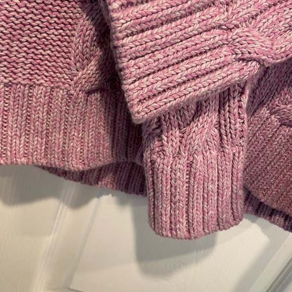 L.L. Bean Size M Lavender Long Sleeve Cable Knit Full Zip Mock Neck Cardigan - Picture 8 of 12